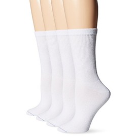 Dr. Scholl's Women's Non-Binding Crew 4 Pack, White, Medium