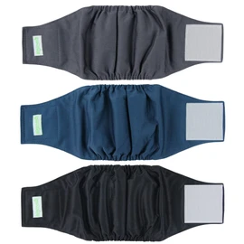 Wegreeco Washable Male Dog Belly Band (Stylish Pattern) - Pack of 3 - Washable Male Dog Belly Wrap, Dog Diapers Male (Black, Charcoal, Navy, Large)