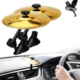 2PCS Car Cymbal for Air Vent – Mini Gold Crash Cymbal for Car Dashboard – Fun Musical Accessory for Drummers, Music Lovers – Easy Clip-On Drum Cymbals, Stainless Steel, No Tools Needed