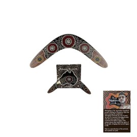 Banksia Glen Large Boomerang Black Brown Circles – 28cm