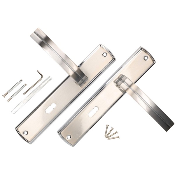 KOTARBAU® Door Handle Set 90 mm BB Long Plate Nickel-Chrome