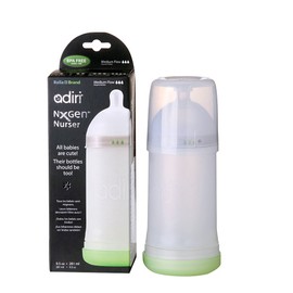 Adiri Nx Gen AD633SP Biberón Flujo Medio, 9.5 Oz - 281 mls, blanco, 6-9 meses