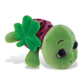 DolliBu Pink Shell Sea Turtle Stuffed Animal with Green Plush Shamrock and Name Personalization, Fun St Patricks Day Stuffed Animal Sea Turtle, Good Luck St Patricks Day Toys for Kids, Baby - 6 Inches