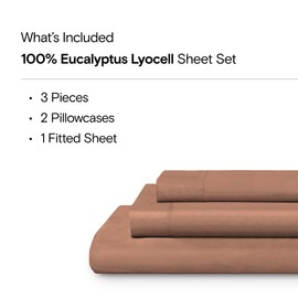 Sijo AiryWeight Tencel Sheet Set, 100% Lyocell Derived from Eucalyptus, Buttery Soft, Architectural Digest 2022 Best Cooling Sheets Winner - 3pc - 2 Pillowcases 1 Fitted (Clay, Full)