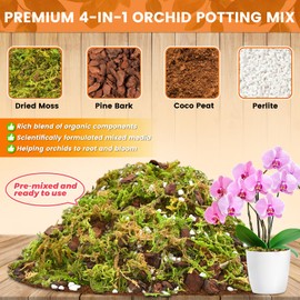 Legigo 2 QT Orchid Potting Mix- Natural Orchid Soil Mix for Repotting with Moss, Pine Bark, Coco Peat and Perlite, Enhanced Drainage Orchid Bark Potting Mix Repotting Kit for Indoor Plant Growth