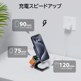 KU XIU X55 Wireless Charger, 3 in 1 Magnet, Simply Place on Charging, Mag-Safe Compatible, Charging Stand, Magnetic Charger, 5-15 W Output, Foldable, Rapid Charging, 3 Devices Simultaneously,