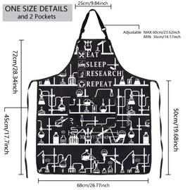 MBMSO Lab Researcher Apron with Pockets Eat Sleep Research Repeat Funny Science Gifts for Chemist Physicist Researcher Gifts, Lab Researcher Apron-b, Standard