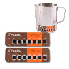 Stick-On Liquid Crystal Milk Jug Thermometer - 2 Pack- Waterproof Dual Dial Label - Ideal for Perfectly Frothed Milk - Long-Lasting Design