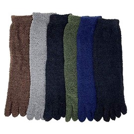 I&S Women's Classic Fun Five Toes Finger Toe Socks, size 9-11 6 Pack (6 Pairs Fuzzy Solid Toe Socks)