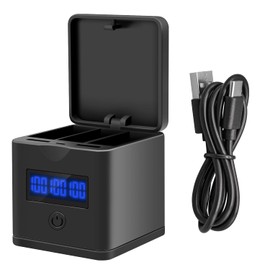 Suptig Battery Charger, Battery Charging for Gopro Hero 8, Hero 7, 6, 5, Battery Level LCD Display.