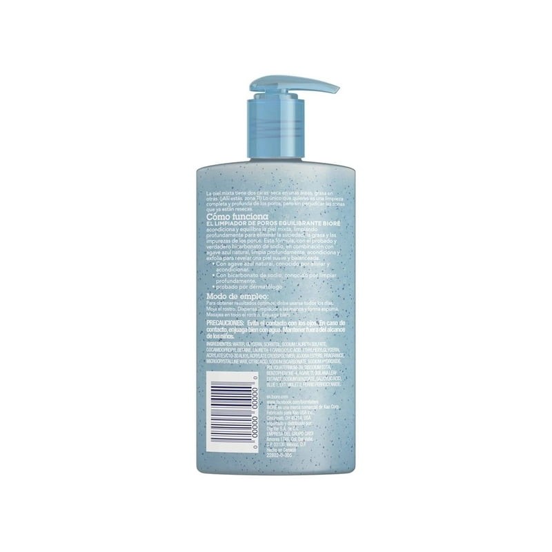 Limpiador de poros Bioré equilibrante agave azul + bicarbonato de