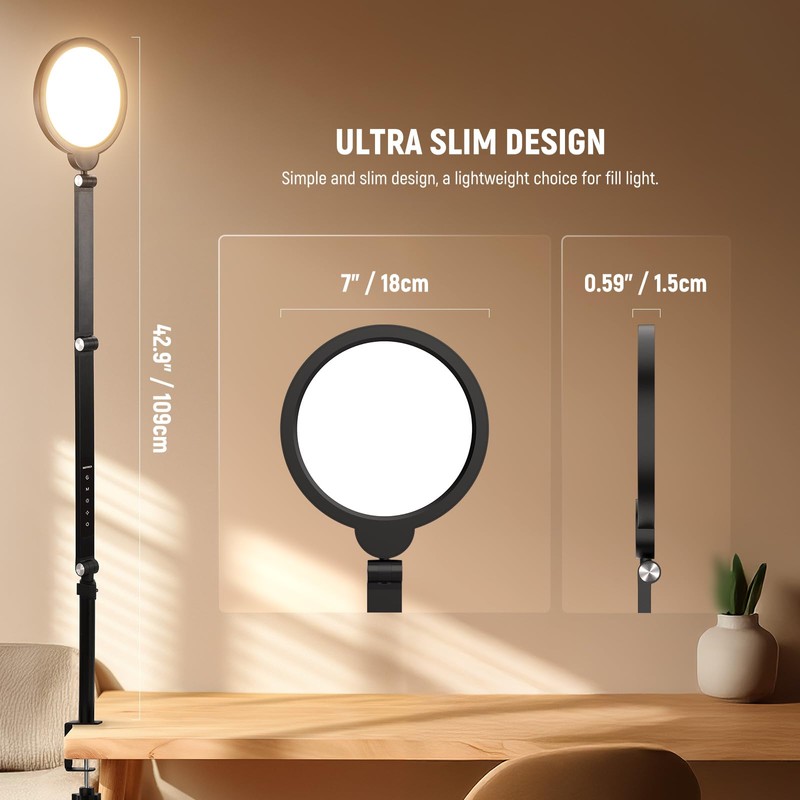 NEEWER BASICS 18W 7" Desktop Ring Light with Stand Folding