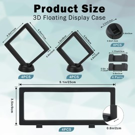 12pcs 3D Floating Display Case, Coin Display Case for Challenge Coins Transparent Film Jewely Storage Box , Seashell Display Box Medal Display Frame for Ring Earring Necklace Bracelet Stamp Fossils