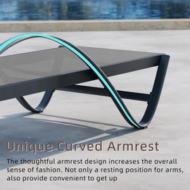 Shintenchi Patio Chaise Lounge Set of 2, Pool Chaise Lounge with Arm,Outdoor Lounge Chair with 5 Adjustable Backrest,Sunbathing Recliner,Beach Chair,Pool Chairs,Dark Grey