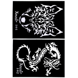 Minkissy 4 pieces tattoo stencils hollow wolf tiger shape tattoo templates DIY tattoo supplies dragon tattoo card for men women