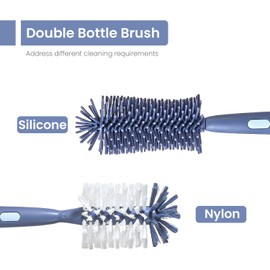 Ariseno 5-in-1 Baby Bottle Brush Set, Bottle Brush for Baby, Baby Bottle Scrubber, Including Silicone & Nylon Bottle Brush, Bottle Cap Brush, Straw Brush, Nipple Brush, BPA-Free (Blue)
