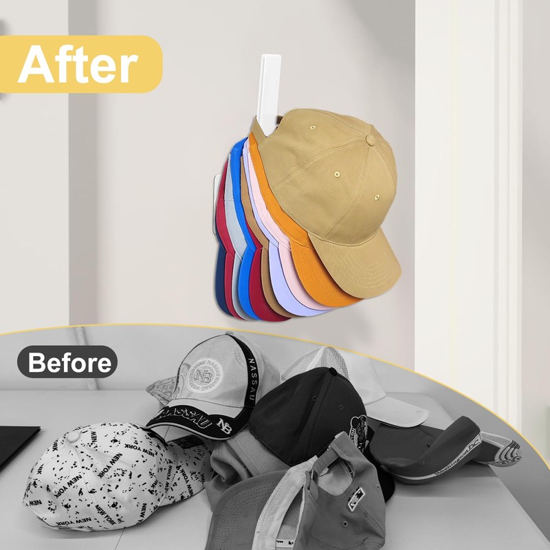 Hat Rack for Baseball Cap, Adhesive Ball Caps Holder on