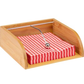Westmark Napkin Holder, with Stainless Steel Weight, Suitable for 33 x 33 cm - 1/4 fold Napkins, Dimensions: 21.5 x 20 x 7 cm, Bamboo/Stainless Steel, Tapas + Friends, Light Brown/Silver, 69942270