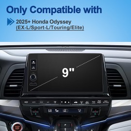 Coleya Anti-Glare Matte Screen Protector for 2025 2026 Honda Odyssey (EX-L/Sport-L/Touring/Elite) 9-inch Color Touchscreen, 9H Tempered Glass 2026 2025 Odyssey Accessories HD/Anti-Fingerprint 9"