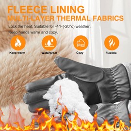 LOKZEER Winter Gloves for Men Women – Touch Screen Waterproof Windproof Warm Gloves with Thermal Lining for Running, Driving, Cycling, Hiking, and Cold Weather Outdoor Activities (Grey, One Size)