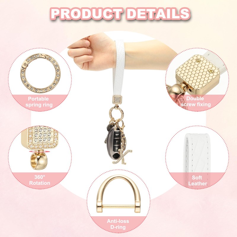 PATIKIL Leather Wristlet Keychain, Initial Letter O Keychains with Key