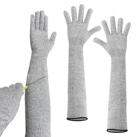 Amusingtao Guard Gloves Gardening, Level 5 Cut Resistant Gloves With Long Arm Sleeves, Long Gardening Glove, Durable Work Glove for Garden, Kitchen, and Machinery(COLOR:grey)