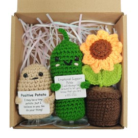 SZMDLX Pommes 3Pcs Positive Kartoffel, Handgefertigte Häkelarbeit Emotional Support Happy Potato Sammlung Puppen Positive Sunflower Neuer Job Geschenke Für Geburtstage, Home Office