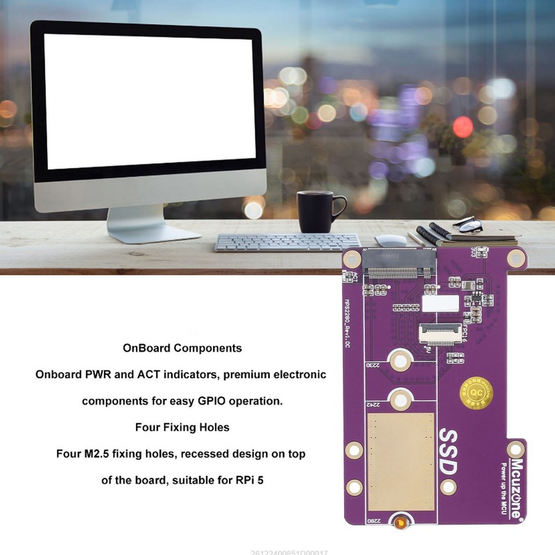 SSD Expansion Board for RPi 5 Support PCIE X1 and