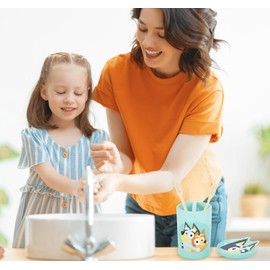 Bluey Toothbrush Holder - Blue Resin Pencil Holder/Bathroom Tumbler Features Bluey & Bingo - Fun Toothbrush Holder for Kids