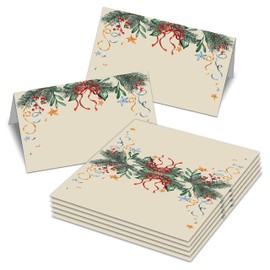 Christmas Table Place Cards - Holiday Party Food Tent Cards - Editable Table Name Card for All Occasions - Christmas/New Year Themed Baby Shower, Bridal Shower Decorations(06)