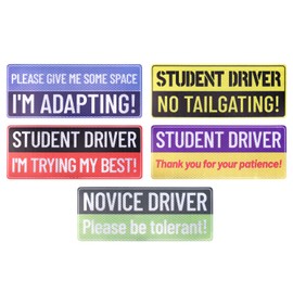 5pcs Student Driver Magnet for Car, 10x3.94in Colorful Funny New Driver Magnet Reflective Magnetic Bumper Sticker Thank You for Your Patience Novice Driver Safety Warning Signs