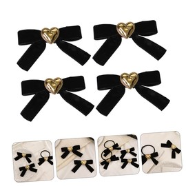 Healvian Love Heart Barrette Hair Clip 4pcs Velour Bow Knot Hair Grips for Women Daily Wear