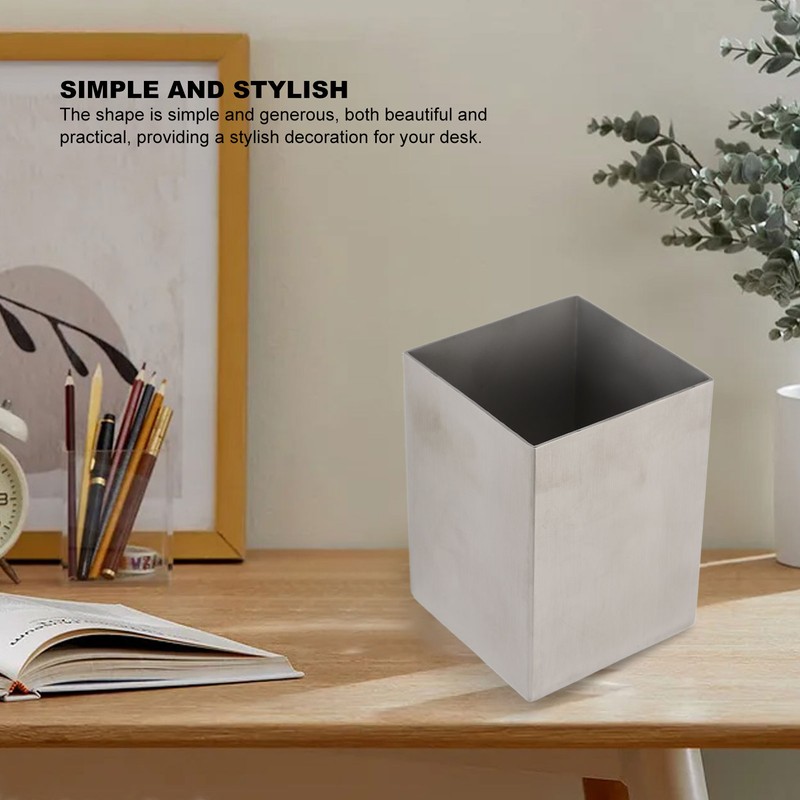 Pencil Cup 304 Stainless Steel Pencil Holder Thicken Durable Rectangular