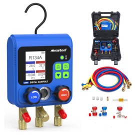 MRCARTOOL Digital AC Manifold Gauge Set 3 Way HVAC Gauge Refrigeration Charging Kit 3 Hose