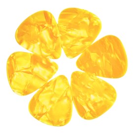 Celluloid Yellow Pearl Guitar Or Bass Pick - 0.46 mm Light Gauge - 351 Shape - 6 Pack