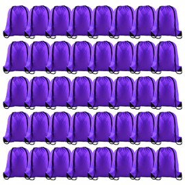 KUUQA 50Pcs Purple Drawstring Backpack Bulk Drawstring Bags String Bags Storage Bags Gym Backpack for Sport Gym Traveling