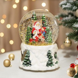Luxspire Christmas Snow Globes, Musical Snow Globe Lantern with Swirling Glitter, 8 Songs Lighted Music Box Santa with USB Plug-in & Battery Operated, Snowglobe for Party Gifts Home Decorations Indoor