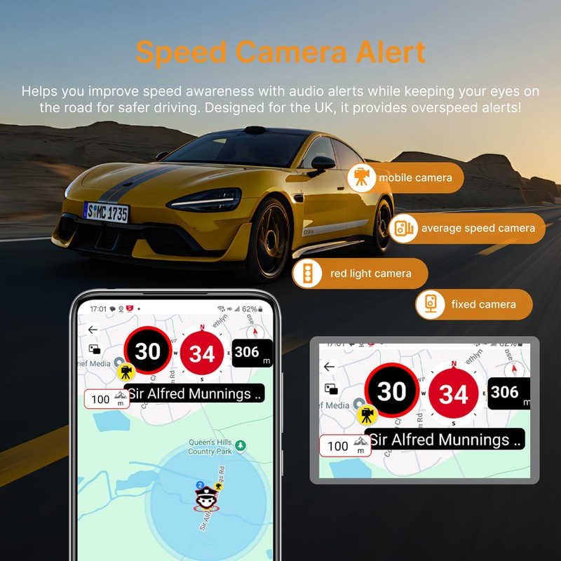 Miofive Smart GPS Dash Cam, 2160P UHD Car Dash Camera,