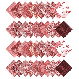Soimoi 40Pcs Floral Artistic Print Cotton Precut Fabrics for Quilting Craft Strips 2.5x42inches Jelly Roll - Red