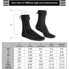 OMGear Water Socks Neoprene Socks Beach Booties Shoes 3mm Glued Blind Stitched Anti-Slip Wetsuit Boots Fin Swim Socks (3mm High Cut/Grey, M(men 8-9,women 9-10))