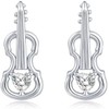 arete de violín de plata de ley 925, hipoalergénicos, para
