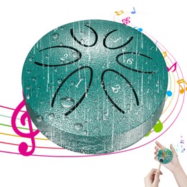 Rain Drum for Outside Garden Instrument,3 Inches 6 Notes Steel Tongue Rain Chime Drum,Waterproof Rain Drum for Camping,Meditation or Yoga (Green)