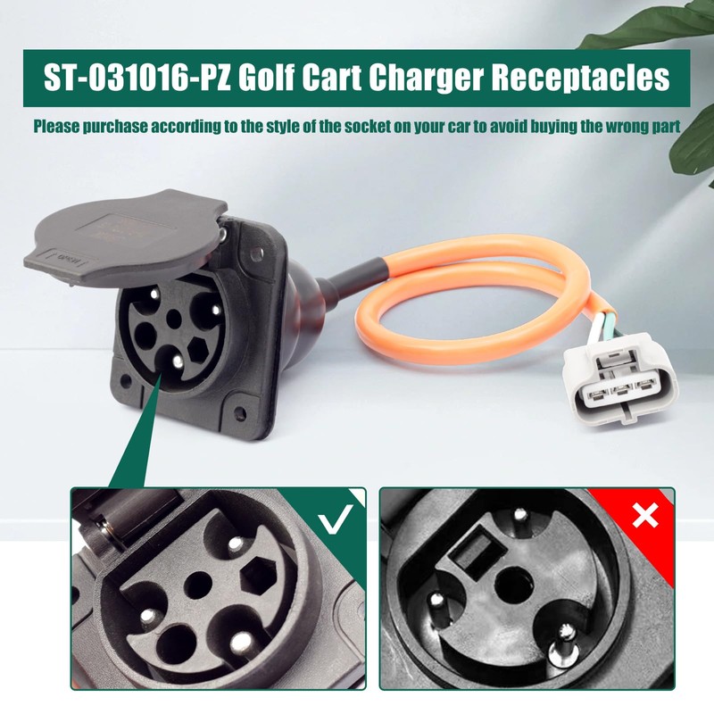 YUXIVCNE ST-031016-PZ Electric Golf Cart Charger Receptacles Head Replacement for