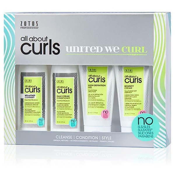 Zotos Professional All About Curls Starter Kit Nourish Define Defrizz Curly Hair