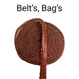 Handmade Italian Braided Brown 1.5” Wide Leather Strap DIY