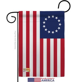 Ornament Collection Historic Betsy Ross Garden Flag Set Wall Holder Patriotic Support United State American Small Decorative Gift Yard House Banner Double-Sided Made in USA 13 X 18.5