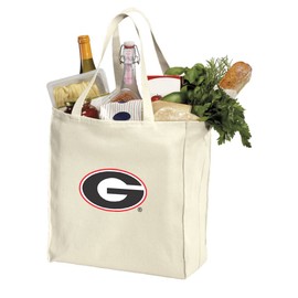 Reusable University of Georgia Grocery Bags or Georgia Bulldogs Shopping Bags NATURAL COTTON