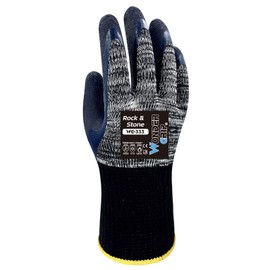 Wonder Grip WG-333 Rock & Stone Work Gloves with Double Latex Coating, Cut-Proof, Cold Protection, Heat Protection Gloves for Secure Gripping, Size XL / 10, Grey & Black