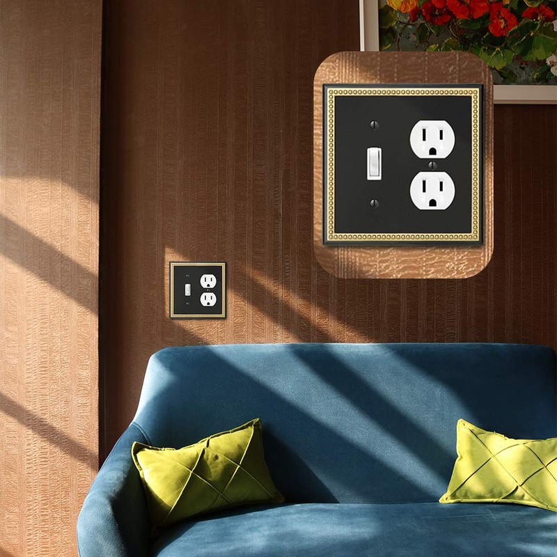 Pearled Frame Decorative Wall Plate Switch Plate Outlet Cover (Toggle/Duplex,