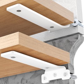 Yeabett Shelf Brackets, 2 Pack Right Angle Floating Shelf Brackets 15cm, 70kg Load Capacity, White